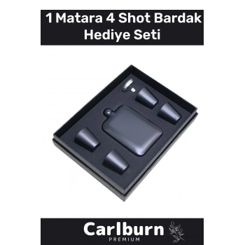 Özel Üretim Uzun Süre Soğuk Tutan Kahve Çelik Kutulu 1 Matara 4 Shot Bardak Hediye Seti