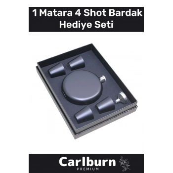 Özel Üretim Uzun Süre Soğuk Tutan Kahve Çelik Kutulu 1 Matara 4 Shot Bardak Hediye Seti