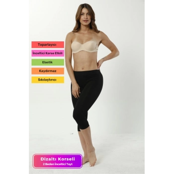Premium Bel Kısmı Duble Çift Kat Garanti İki Beden İnceltir Toparlayıcı Diz Altı Lazer Korse Tayt