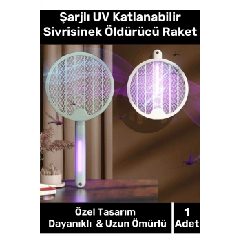 Premium Uzun Ömürlü Batarya Pratik Etkili 1200 mAh Şarjlı UV Katlanabilir Sivrisinek Öldürücü Raket