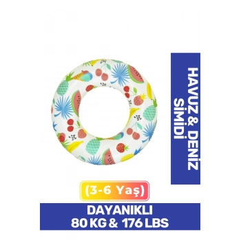 Özel Üretim Dayanıklı 80 kg 176 lbs Çocuk 3-6 Yaş 61 Cm Meyve Desenli Deniz Havuz Simit