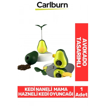 Özel Üretim Döner Mekanizmalı Avokado Şeklinde Kedi Naneli Mama Hazneli Kedi Oyuncağı