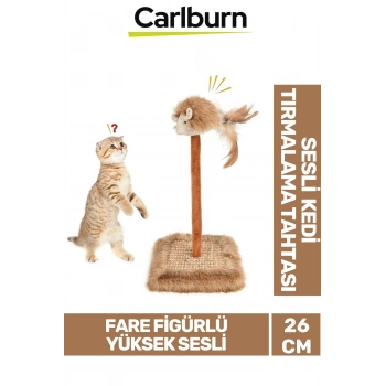 Premium Tırnak Törpüleme 14x14cm En 26cm Yükseklik Dayanıklı Sesli Oyuncaklı Kedi Tırmalama Tahtası