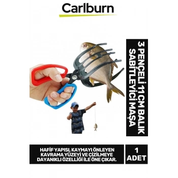 Özel Üretim Ergonomik Saplı Hafif Kaymayı Engelleyen 3 Pençeli 11 cm Balık Sabitleyici Maşa