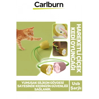 Özel Üretim Estetik Usb Şarjlı Uzun Saplı Yumuşak Silikon Gövde Hareketli Çiçek Kedi Oyuncağı