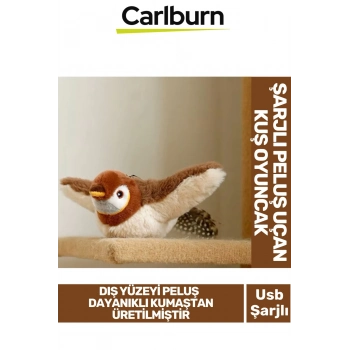 Premium Avcılık İçgüdüsünü Ortaya Çıkaran Kanat Çırpan Sesli Usb Şarjlı Peluş Uçan Kuş Oyuncak