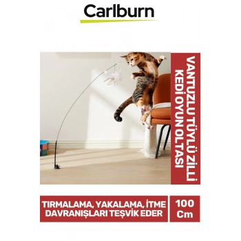 Premium İnteraktif Sabitlenebilen Tırmalama Yakalama İtme Vantuzlu Tüylü Zilli Kedi Oyun Oltası