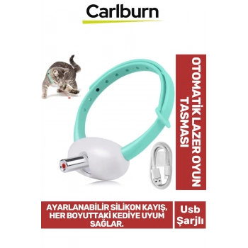 Premium Usb Şarjlı Ayarlanabilir Silikon Kayış 2 Modlu Otomatik Kapanma Kedi Lazer Oyun Tasması
