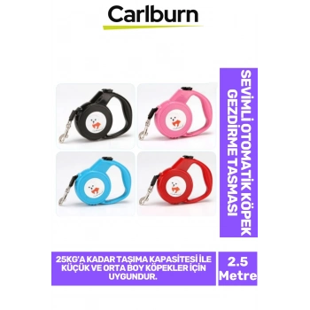 Dayanıklı Sağlam Mekanizmalı Tek Tuş Kontrollü Sevimli Otomatik Köpek Gezdirme Tasması 2.5 Metre