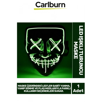 Özel Tasarım Pilli Dayanıklı Rahat Hafif 3 Modlu Uzun Süre Güçlü LED Işıklı Yeşil Maske 1 Adet