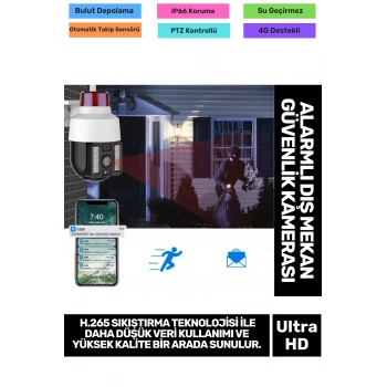 H.265 Sıkıştırma Teknolojisi 3MP HD Çözünürlük Gece Görüşlü Alarmlı Dış Mekan Güvenlik Kamerası