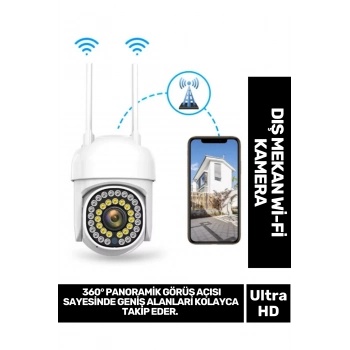 360° Panoramik Görüş Açı Hareket Algılama Sensörlü Suya Dayanıklı Gece Görüş Dış Mekan Wi-Fi Kamera