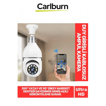 355° Yatay ve 90° Dikey Hareket E27 Duy Girişli Bulut Depolama Çift Yönlü Ses Kablosuz Ampul Kamera