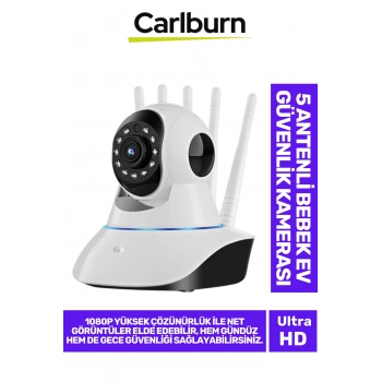 360° Dönebilen Panoramik Gece Görüş Hareket Algılama Çift Ses 5 Antenli Bebek Ev Güvenlik Kamera