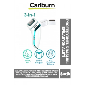 Premium Yüz Bacak Koltuk Altı Bikini Bölgesi Şarjlı Ergonomik Profesyonel 3 Başlıklı Epilasyon Aleti