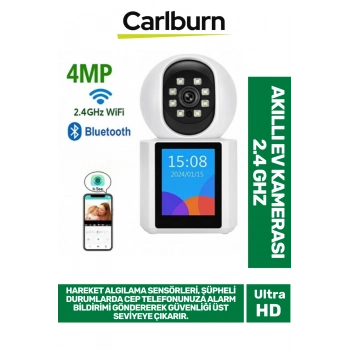 2.8 inç IPS Ekranlı Çift Taraflı Seslendirme Hareket Algılama 4MP Lens 2.4 GHz Akıllı Ev Kamerası