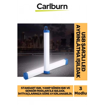 60000 Saat Ömür Mıknatıslı 120° Sensör Algılama USB Şarjlı LED Aydınlatma Işıldak 3 Farklı Işık Modu