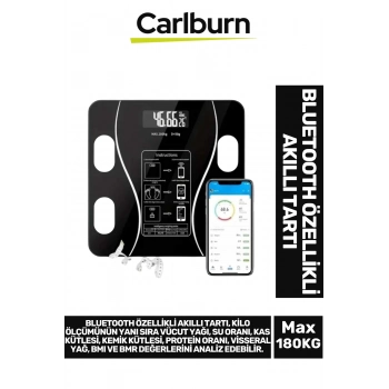 Lcd Ekran Kas Kütle Vücut Yağı Kemik Kütle Protein Oranı Ölçer Bluetooth Özellikli Akıllı Tartı