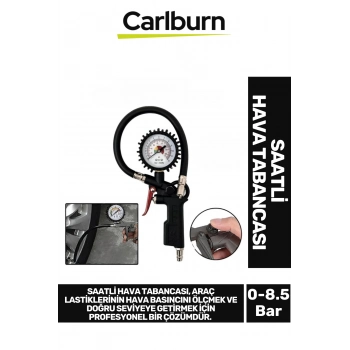 Premium Dayanıklı 500 mm Uzunluğunda Hassas Manometre Lastik Basıncı 0-8.5 Bar Saatli Hava Tabancası