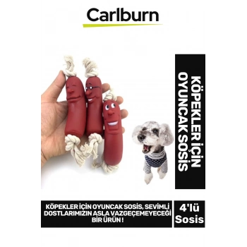 Özel Üretim Dayanıklı Eğitim Çene Kası Kuvvetlendirici Köpek Evcil Hayvan Oyuncak 4lü 40cm Sosis