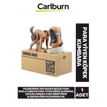 Özel Üretim Dekoratif 500 Demir Para Kapasiteli Pilli Para Yiyen Köpek Kumbara 16x15x8cm