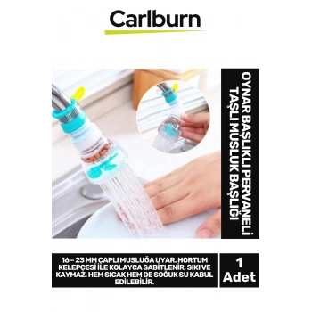 Özel Tasarım 360 Derece Oynar Su Tasarruflu Mineral Taşlı Başlıklı Pervaneli Musluk Başlığı