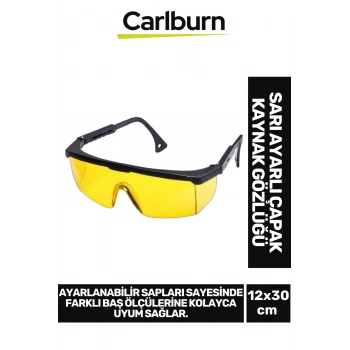 Premium Dayanıklı Hafif Geniş Görüş Açı Endüstriyel Atölye Sarı Ayarlı Çapak Kaynak Gözlüğü 12x30cm