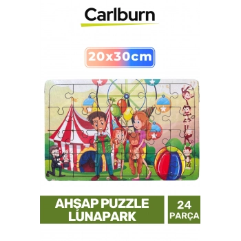 Özel Üretim Eğitici Zeka Geliştirici Öğretici El Göz Koordinasyonu Ahşap Puzzle Lunapark - 24 Parça