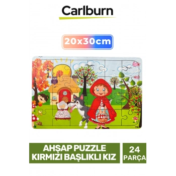 Özel Üretim Zeka Geliştirici Öğretici Göz Koordinasyonu Ahşap Puzzle Kırmızı Başlıklı Kız 24 Parça