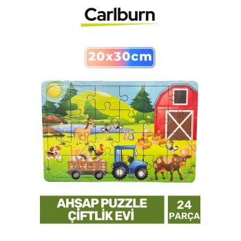 Özel Seri Eğitici Zeka Geliştirici Öğretici El Göz Koordinasyonu Ahşap Puzzle Çiftlik Evi - 24 Parça