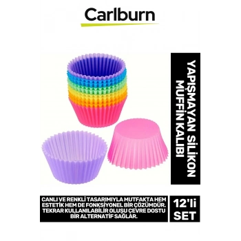 Özel Esnek Yapışmaz Yüksek Isıya Dayanıklı Yıkanabilir Fırın 12li Silikon Kek Muffin Cupcake Kalıbı