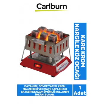 Premium Seri Açma Kapama Düğmeli Dayanıklı Emaye Kaplama Kare Krom Elektrikli Nargile Köz Ocağı