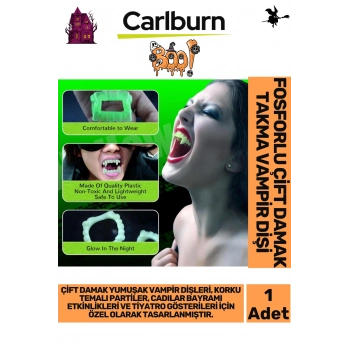 Özel Üretim Cadılar Bayramı Kostüm Partisi Fosforlu Karanlıkta Işıldayan Çift Damak Takma Vampir Diş