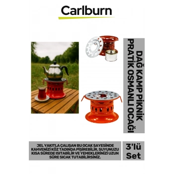 Özel Üretim Sağlam Metal Gövdeli Kamp Piknik Çay Kahve Su Isıtma Jel Yakıla Çalışan Osmanlı Ocağı