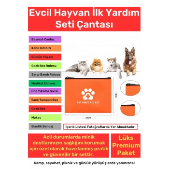 Premium Kamp Seyahat Günlük Dolaşım Piknik Evcil Hayvan Kedi Köpek İlk Yardım Seti Çantası