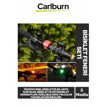 Özel Üretim 3 Fonksiyonlu Su Geçirmez Pilli Bisiklet Motor Motorsiklet Feneri Seti İkaz Işığı