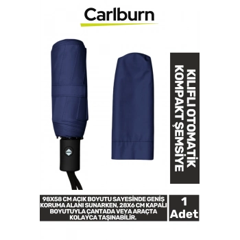 Premium Su Geçirmez Rüzgara Dayanıklı Koruma 8 Telli Kılıflı Otomatik Kompakt Yağmur Şemsiye