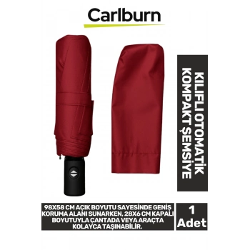 Premium Su Geçirmez Rüzgara Dayanıklı Koruma 8 Telli Kılıflı Otomatik Kompakt Yağmur Şemsiye