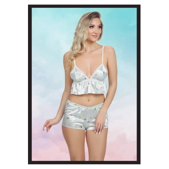 Özel Tasarım Transparan İç Gösteren Dantelli Seksi Şık Rahat Zarif Fantezi Şort Üst Takım