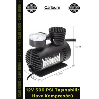 #HavaKompresör 12V 300 PSI Kompakt Lastik Basınç Ayarı Güçlü Performans Taşınabilir Hava Kompresörü