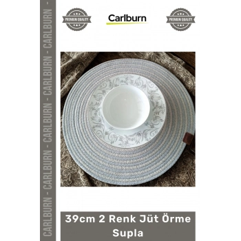 #Supla El Yapımı Doğal Hasır Sağlam Dikiş Yuvarlak Masa Sunum 39cm 2 Renk Jüt Örme Supla