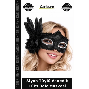 #BaloMaskesi Siyah Tüylü Venedik Lüks Parti Kostüm Aksesuarı Gösterişli Şıklık Balo Maskesi