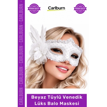 #BaloMaskesi Zarif Gösterişli Beyaz Tüylü Venedik Lüks Parti Kostüm Etkinlik Özel Davet Balo Maskesi