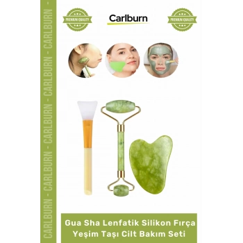 Doğal Yüz Masaj Aleti Cilt Canlandırma Gua Sha Lenfatik Silikon Fırça Yeşim Taşı Cilt Bakım Seti