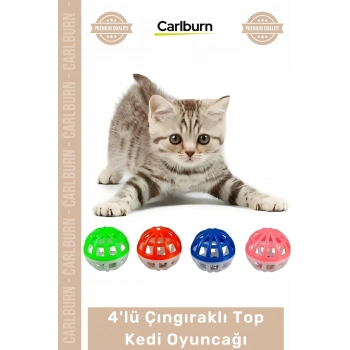 Özel Üretim Kedi Oyun Eğlence Canlı Renk Dayanıklı Aktif 4lü Çıngıraklı Top Kedi Oyuncağı