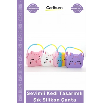 #Çanta Çocuk Kedi Figürlü Mini Küçük Eşya Taşıma Kompakt Sevimli Kedi Tasarımlı Şık Silikon Çanta