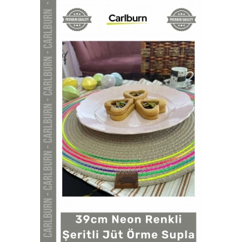#Supla Dayanıklı Dekoratif Mutfak Masa Dikişli El Sanatı 39cm Neon Renkli Şeritli Jüt Örme Supla