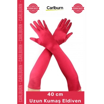 #Eldiven Şık Zarif 40 cm Yetişkin Kostüm Davet Sahne Fotoğraf Çekimi Kırmızı Renk Uzun Kumaş Eldiven