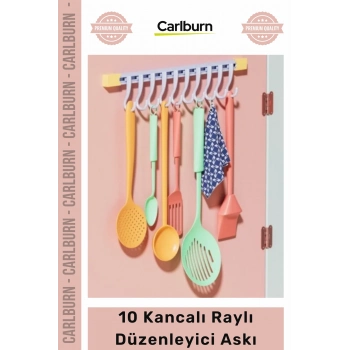 #Organizer Maksimum Düzen Pratik Raylı Depolama 10 Kancalı Raylı Mutfak Banyo Düzenleyici Askı