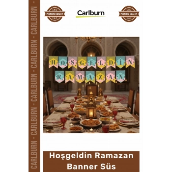 #Ramazan Ay Süs Dekorasyon Ev Ofis İftar Asım Ramazan Renkli Banner Süs - Hoşgeldin Ramazan